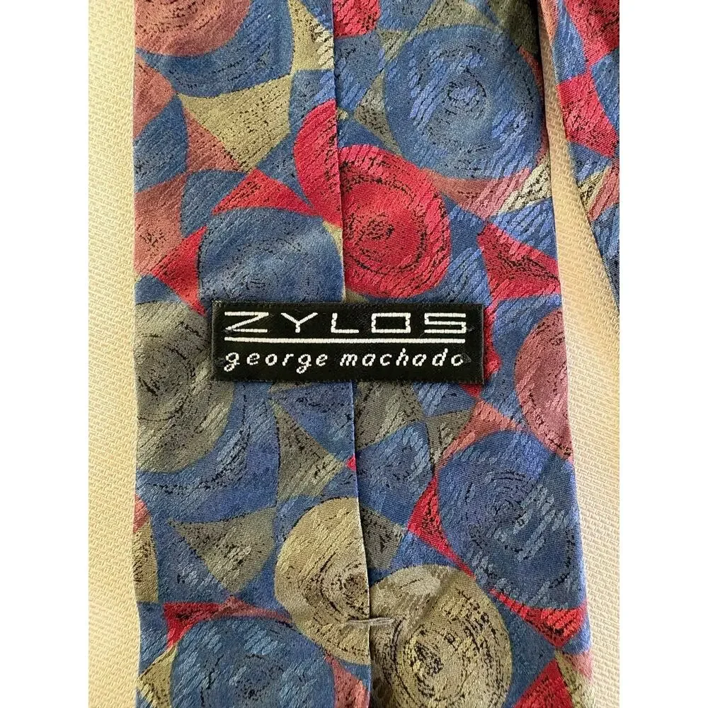 Zylos George Machado 100% Italian silk tie 1990s geometric pattern